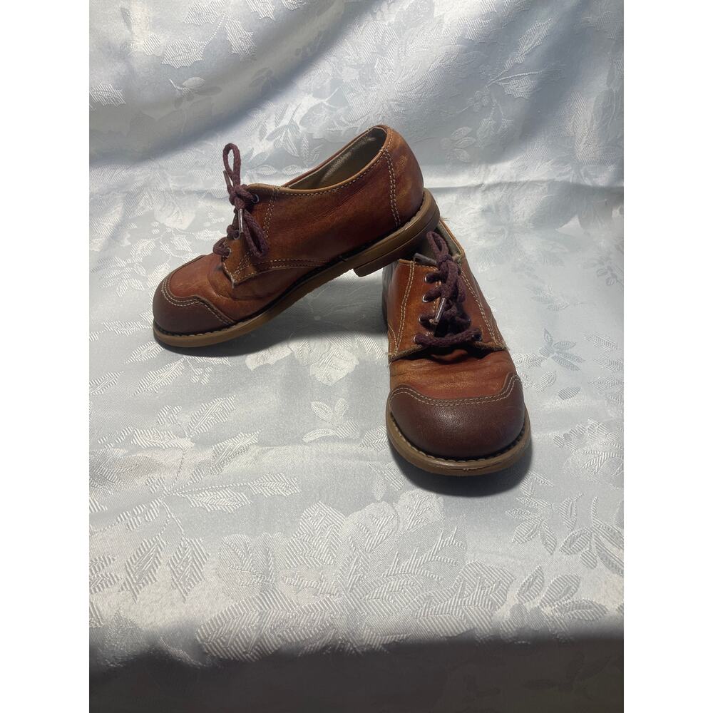Vintage Stride Rite Kids Brown Leather Shoes Size 1 Little Kid 7.75"